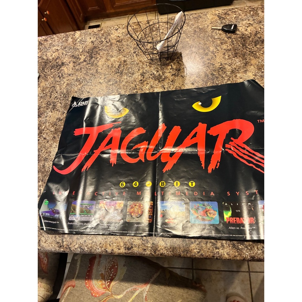 Vintage Atari Jaguar 64-Bit System Promotional Poster Quick Start Guide 1993